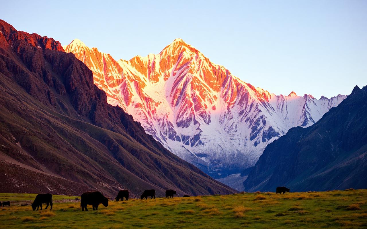 Nanga Parbat's Rupal face at sunset.